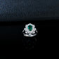 S925 Sterling Silver Lab Emerald Snowflake Halo Ring, Premium Gift for Women - Photo 2