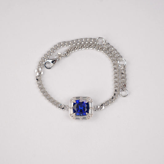 S925 Sterling Silver Lab Sapphire Bracelet, Versatile Premium Vintage - Photo 3