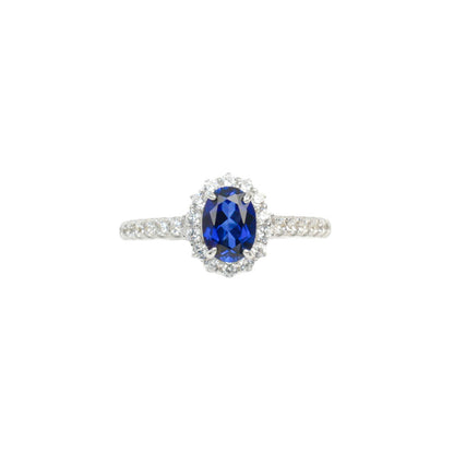 S925 Sterling Silver Lab Sapphire Ring for Women, Minimalist Versatile - Photo 5