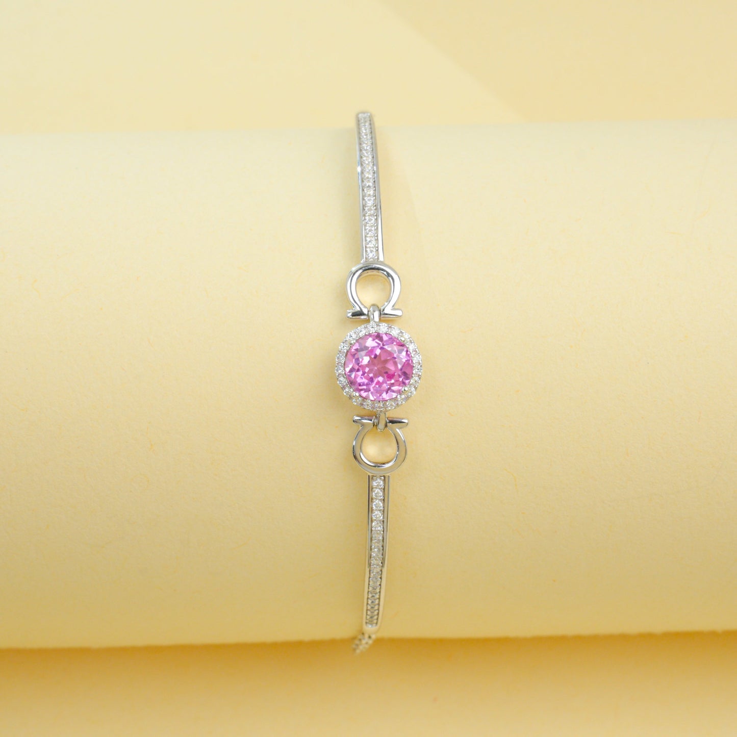 S925 Sterling Silver Lab Padparadscha Bracelet, Minimalist Versatile Bestie - Photo 6