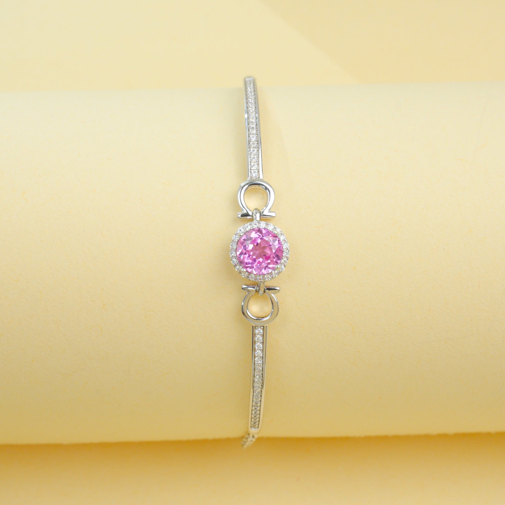 S925 Sterling Silver Lab Padparadscha Bracelet, Minimalist Versatile Bestie - Photo 6