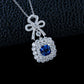 S925 Sterling Silver Lab Sapphire Bowknot Square Pave Choker Necklace, Premium for Women - Photo 1