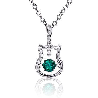 S925 Sterling Silver Emerald Guitar Necklace, Designer Versatile Choker for Women - Photo 6