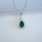 925 Sterling Silver Lab Emerald Teardrop Pear Pendant Necklace, Premium Versatile - Photo 3