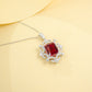 S925 Sterling Silver Lab Ruby Necklace, Diamond Choker Design - Photo 2