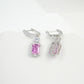 S925 Sterling Silver Lab Padparadscha Square Emerald-Cut Drop Earrings, Vintage Versatile - Photo 4