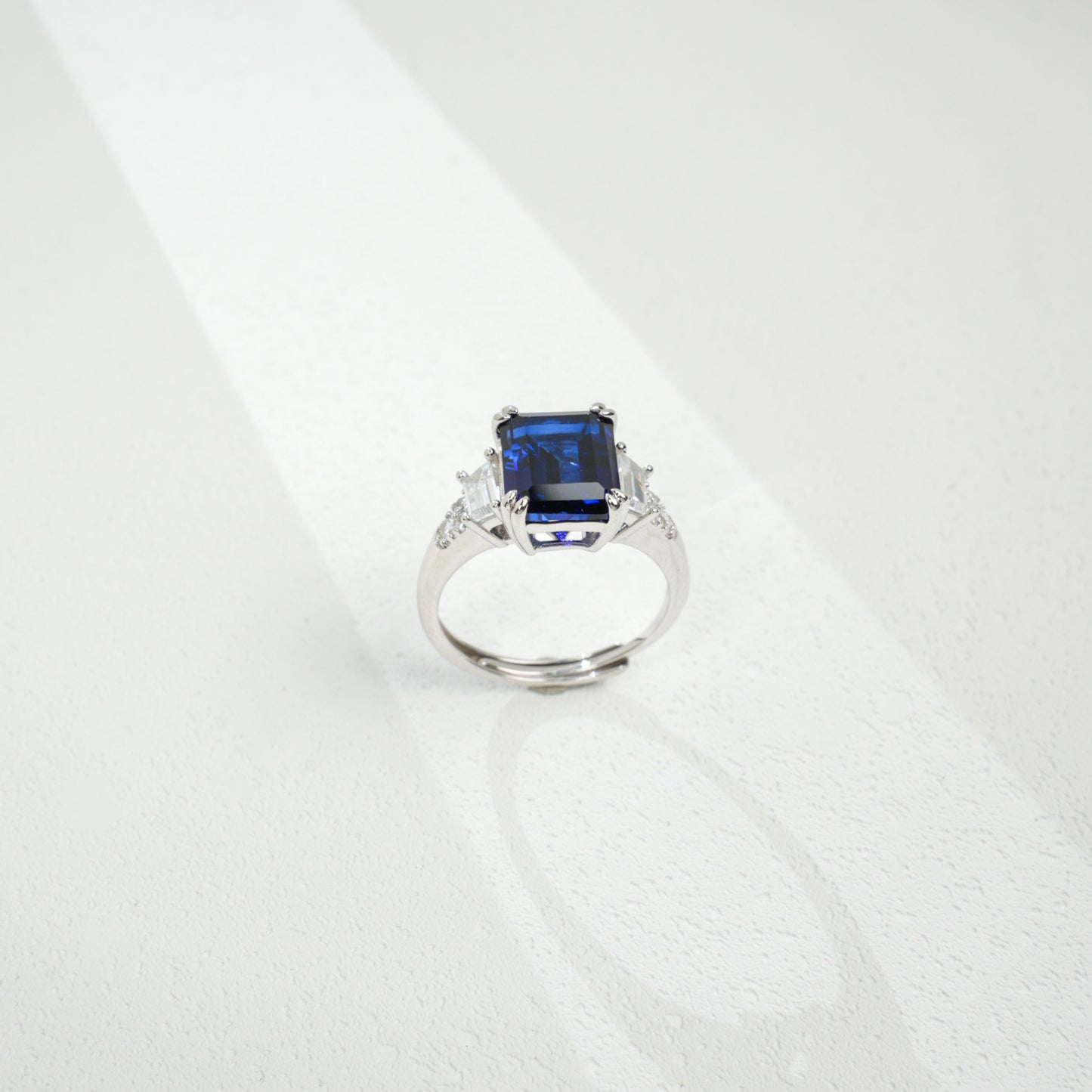 Sterling Silver Lab Sapphire Ring, Versatile Unique Design - Photo 4