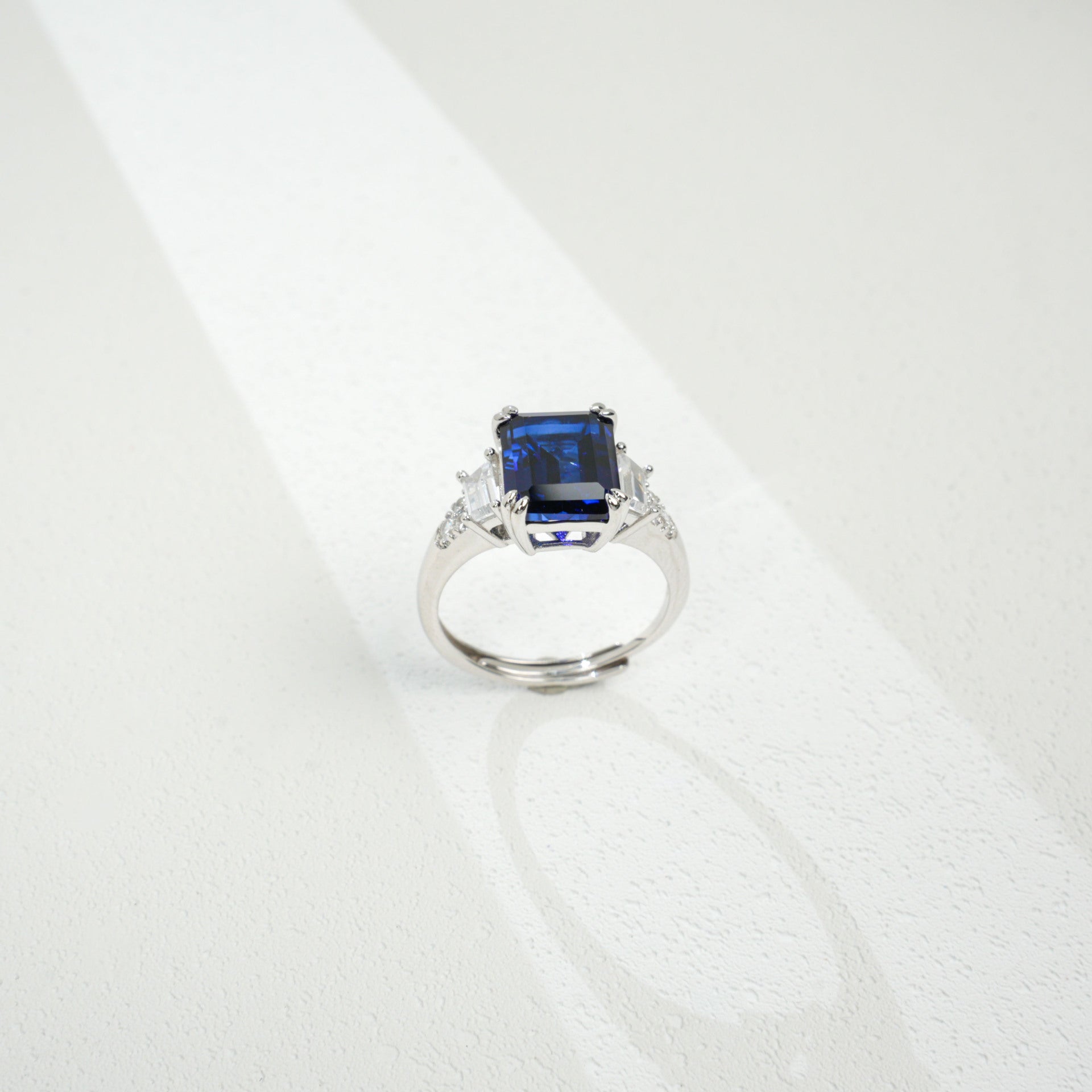 Sterling Silver Lab Sapphire Ring, Versatile Unique Design - Photo 4