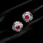 S925 Sterling Silver Lab Pigeon Blood Ruby Octagon Heavy-Craft Earrings, Premium for Women - Photo 6