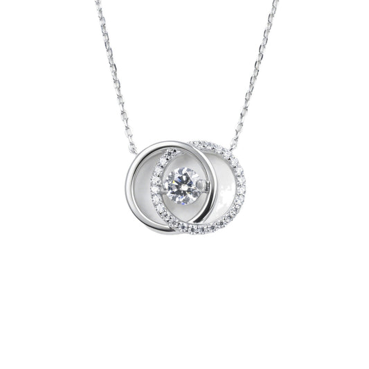 S925 Silver Double-Hoop Diamond Necklace, Simple Versatile Gift - Photo 5