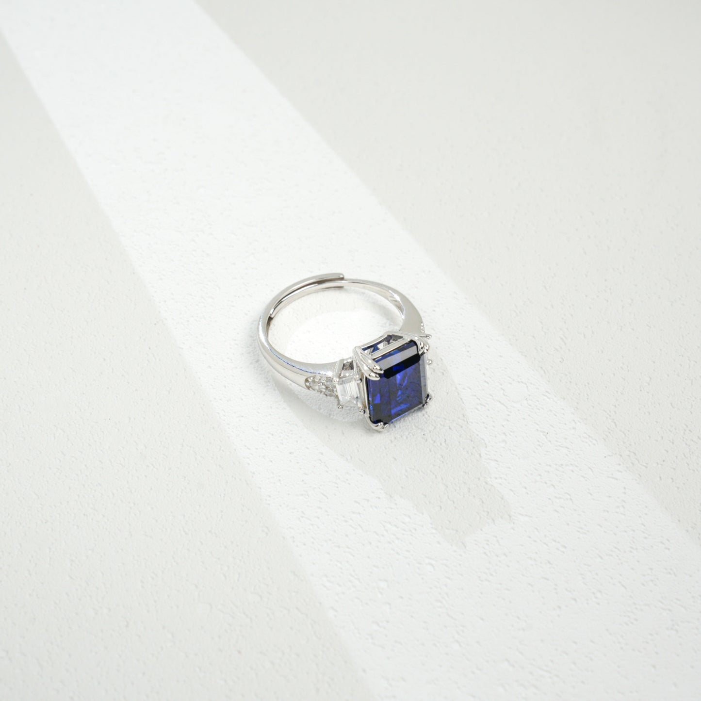 Sterling Silver Lab Sapphire Ring, Versatile Unique Design - Photo 2