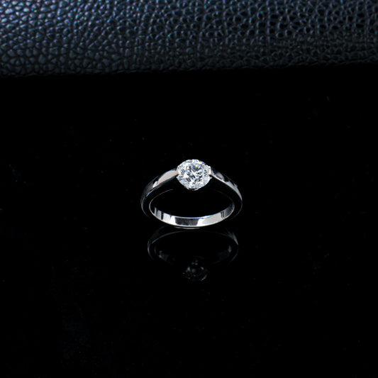 925 Sterling Silver Lab Diamond Ring, Designer Minimalist Premium - Photo 3