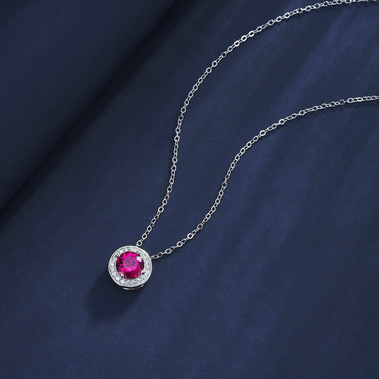 S925 Silver Pigeon Blood Lab Ruby Diana Necklace, Simple Birthday Gift - Photo 4
