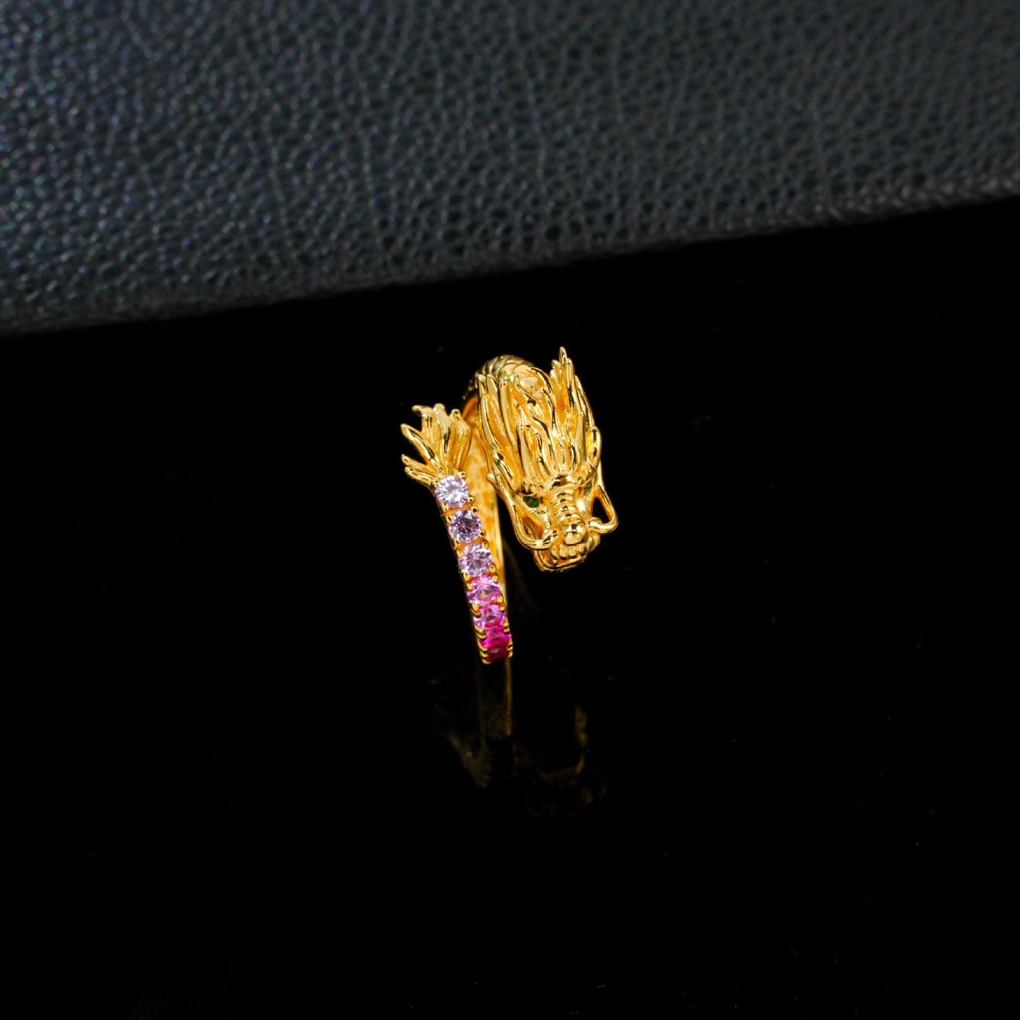 S925 Sterling Silver Gold-Plated Dragon Zodiac Open Ring, Style - Photo 4
