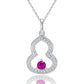 S925 Sterling Silver Lab Ruby Gourd Hollow Pendant Necklace, Chinese Style Versatile - Photo 2