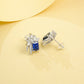 925 Sterling Silver Lab Sapphire Wing & Leaf Halo Earrings, Emerald-Cut - Photo 4