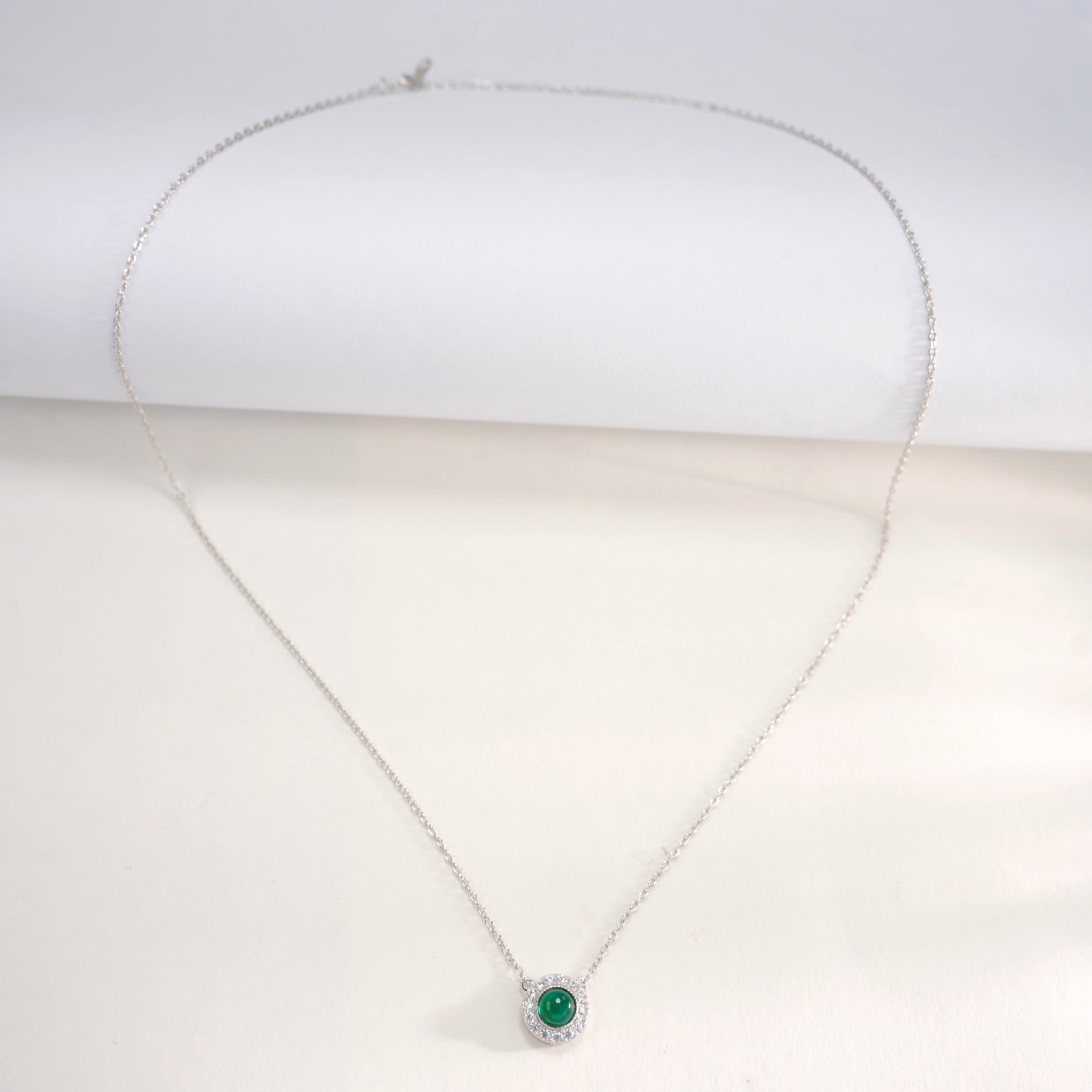 S925 Lab Emerald Necklace, Sterling Silver Versatile - Photo 5