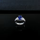 S925 Sterling Silver Lab Sapphire Round Four-Prong Ring, Unisex - Photo 3