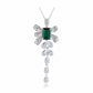 S925 Sterling Silver Lab Emerald Bowknot Tassel Teardrop Necklace, for Women - Photo 1