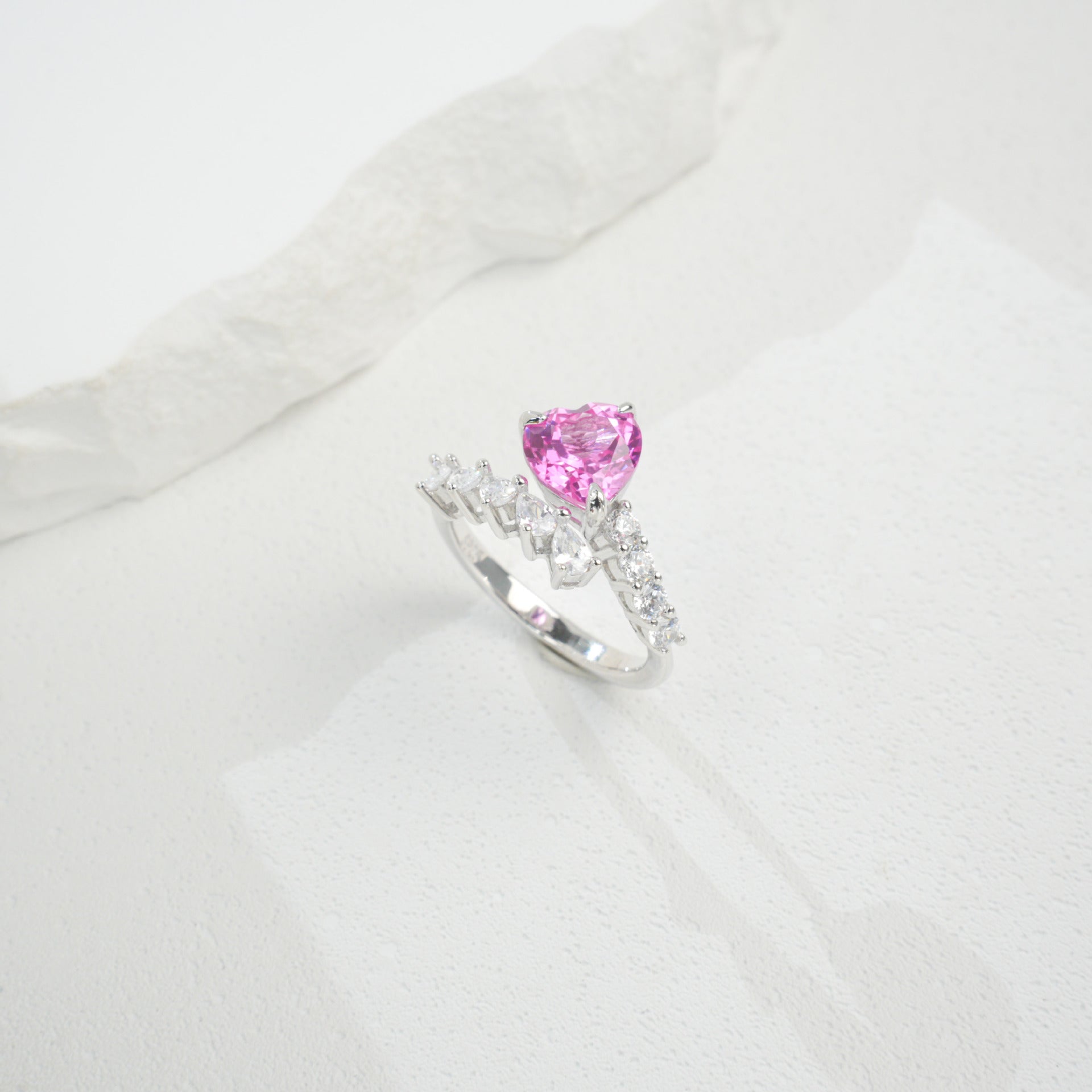 925 Sterling Silver Lab Padparadscha Ring, Vintage Luxurious - Photo 4