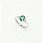 S925 Silver 4-Claw Lab Emerald Ring with Side Teardrop Diamond, Matching Silver Ring - Photo 5