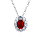 S925 Sterling Silver Lab Pigeon Blood Ruby Halo Pendant Necklace, for Women - Photo 1