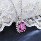 S925 Sterling Silver Lab Ruby Emerald-Cut Pendant Choker Necklace, Premium - Photo 4
