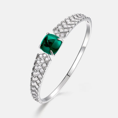 S925 Sterling Silver Lab Emerald Bangle, Premium Gift - Photo 2