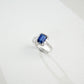 S925 Sterling Silver Square Sapphire Ring, Unique Elegant - Photo 5