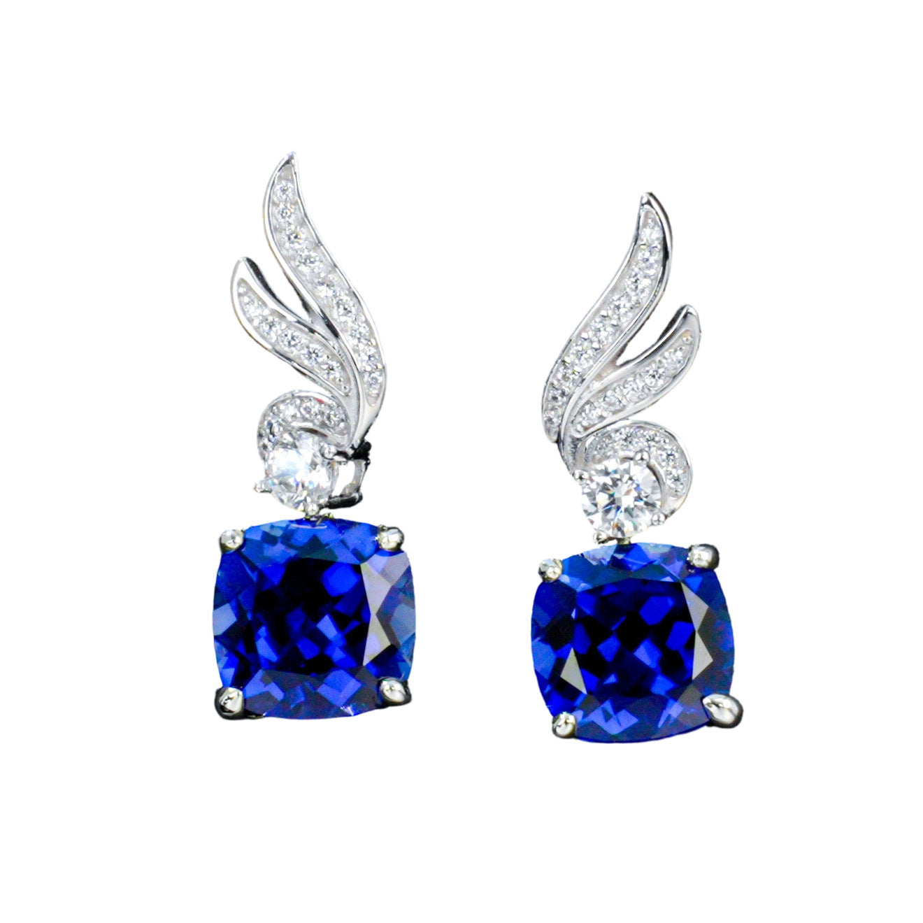 925 Sterling Silver Lab Sapphire Earrings for Women, Zircon Drop Elegant - Photo 5