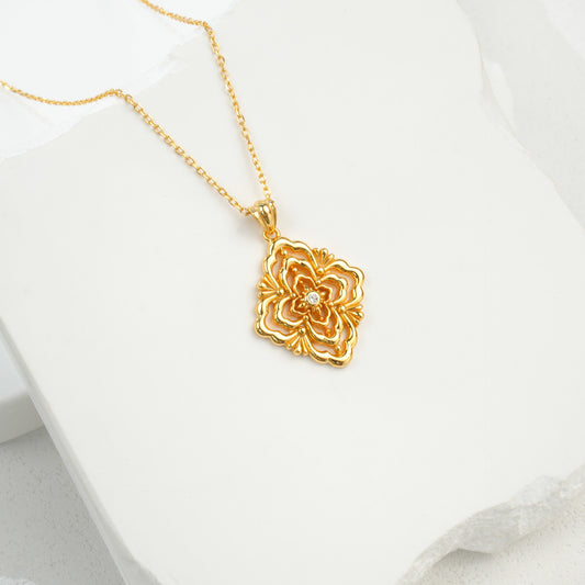 925 Sterling Silver Gold Pendant Choker Necklace, Vintage Gift - Photo 2