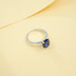 S925 Sterling Silver Oval Lab Sapphire Ring for Women, Minimalist - Photo 4