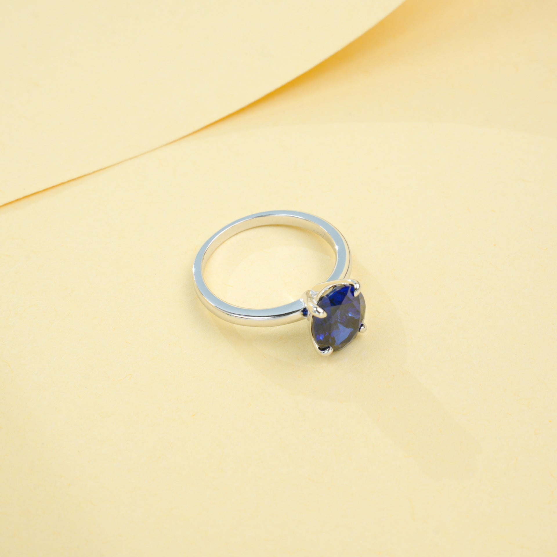 S925 Sterling Silver Oval Lab Sapphire Ring for Women, Minimalist - Photo 4