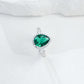 Teardrop Lab Emerald Ring 925 Silver Diamond Design, Premium Proposal Engagement - Photo 5