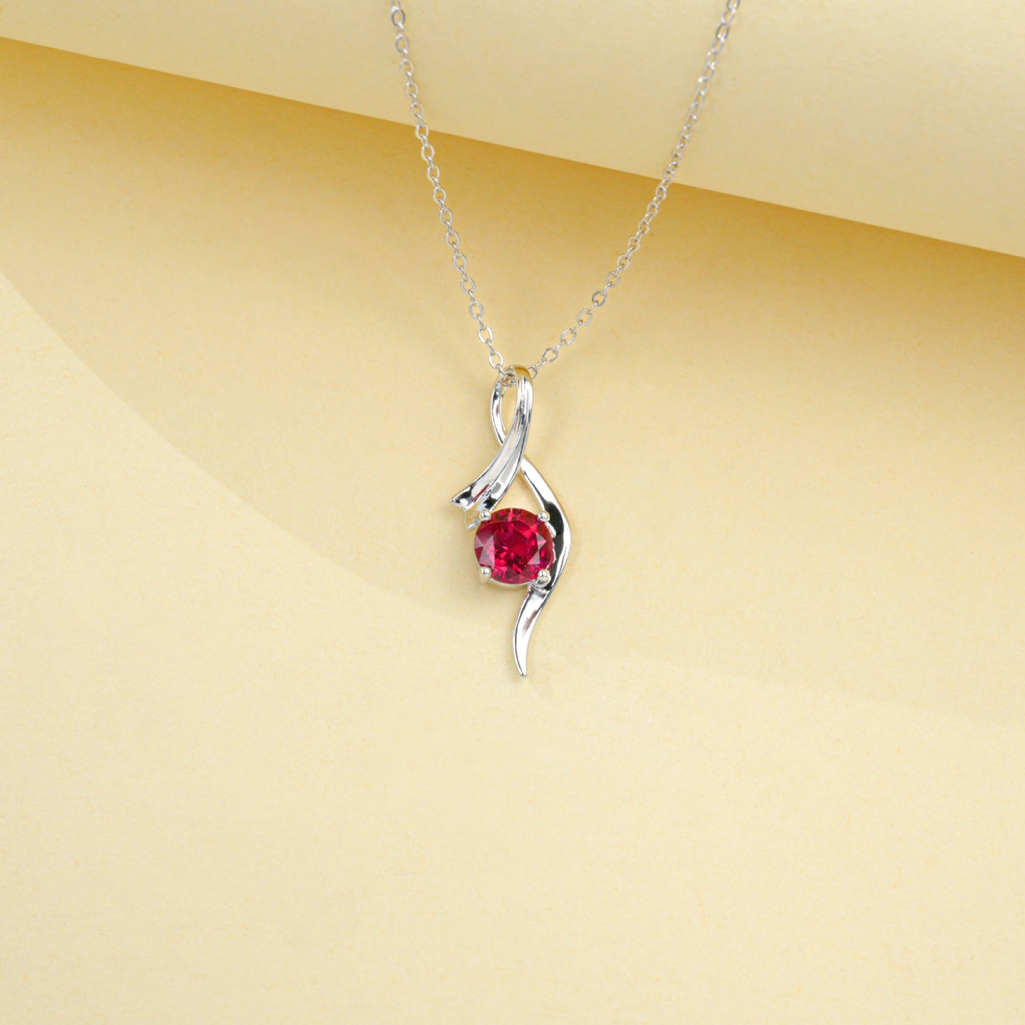 925 Sterling Silver Lab Ruby Necklace for Women, Minimalist Premium Versatile - Photo 2