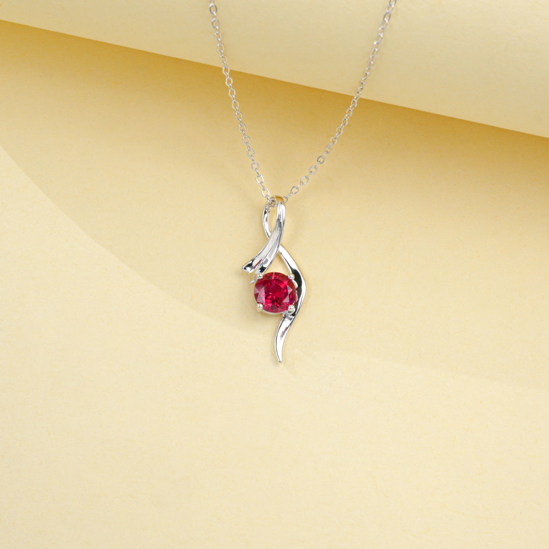 925 Sterling Silver Lab Ruby Necklace for Women, Minimalist Premium Versatile - Photo 2
