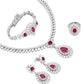 S925 Sterling Silver Lab Pigeon Blood Ruby Teardrop Jewellery Set, Luxurious Premium - Photo 5