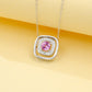 925 Sterling Silver Lab Padparadscha Square Pave Choker Necklace, Gentle - Photo 1