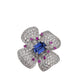 S925 Sterling Silver Lab Sapphire 3D Flower Necklace, French Premium - Photo 5