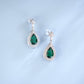 S925 Sterling Silver Lab Emerald Stud Earrings, Teardrop Sparkling Diamond - Photo 3