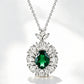 S925 Sterling Silver Oval Emerald Pendant Necklace Halo, Versatile Premium - Photo 1