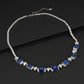 925 Sterling Silver Lab Sapphire Square Leaf Choker Necklace, Premium Wedding - Photo 2
