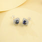 S925 Sterling Silver Lab Sapphire Sunflower Stud Earrings, Premium Elegant for Women - Photo 3