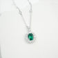 S925 Silver Lab Emerald Necklace Princess Style Premium - Photo 3