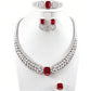 S925 Sterling Silver Lab Pigeon Blood Ruby Set Emerald-Cut, Bride Wedding Accessory - Photo 4