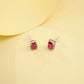 925 Sterling Silver Lab Ruby Earrings, Minimalist Elegant for Women - Photo 3