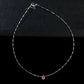 925 Sterling Silver Lab Padparadscha Teardrop Snake Chain Necklace, Premium Versatile - Photo 2