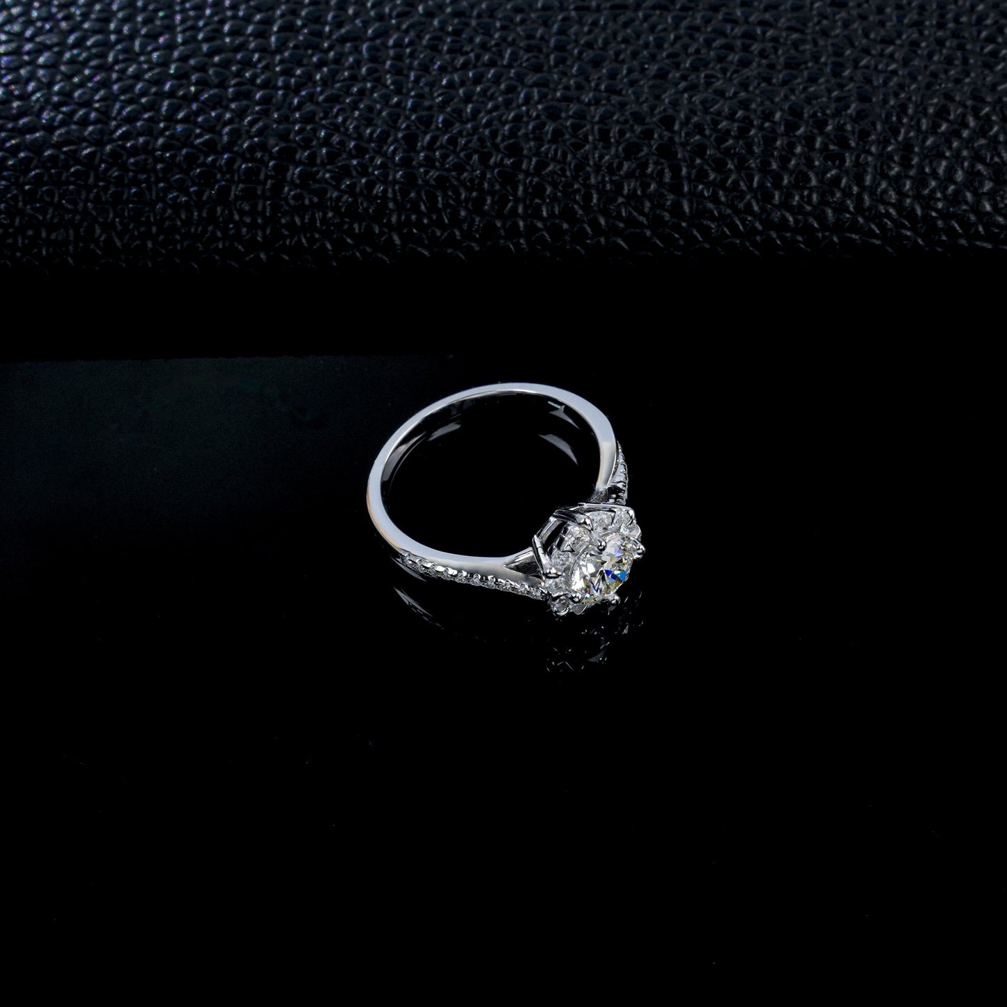 S925 Silver Sunflower Halo Lab Diamond Ring, Proposal Engagement Anniversary - Photo 4