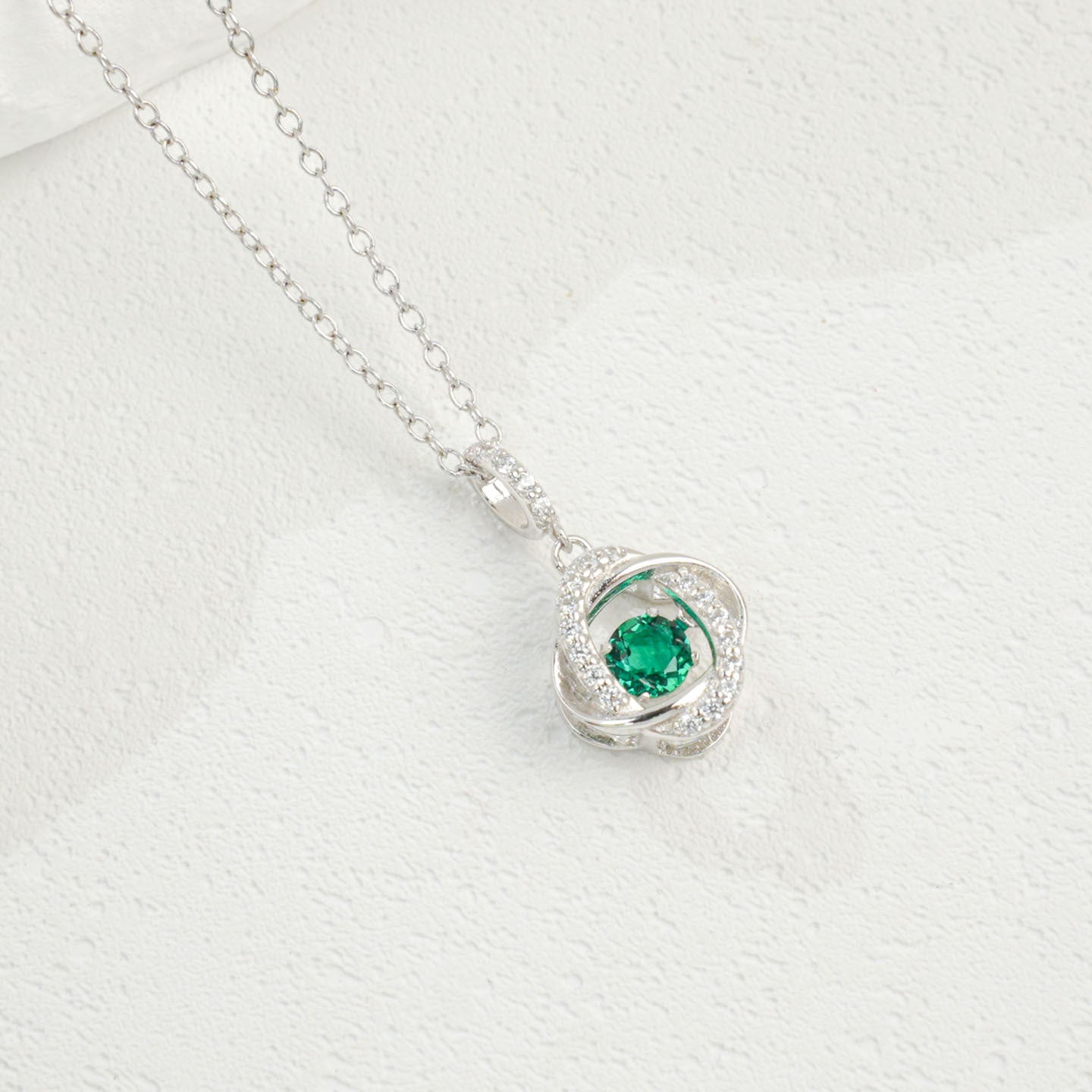 S925 Sterling Silver Lab Emerald Planet Necklace, Minimalist Gift for Women - Photo 3