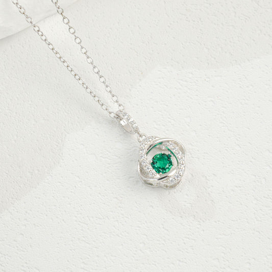S925 Sterling Silver Lab Emerald Planet Necklace, Minimalist Gift for Women - Photo 3